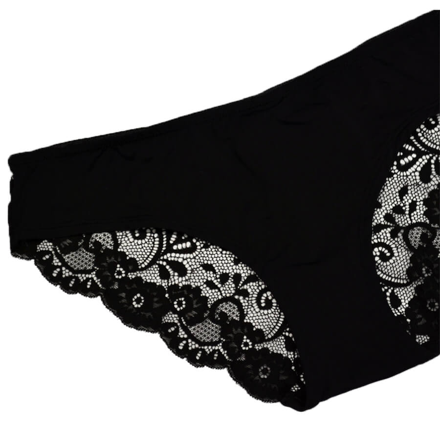 Lace Bum Bikini Brief - Black Detail Image