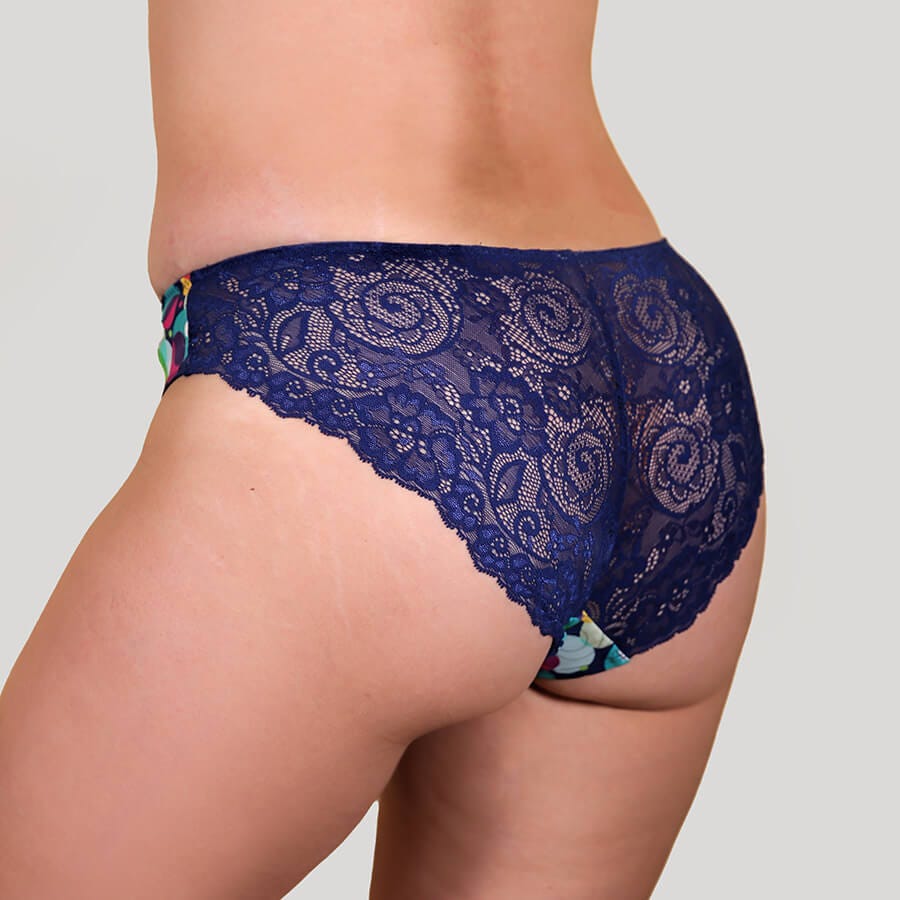 Model wearing Lace Bum Bikini Brief - Bubbles Front