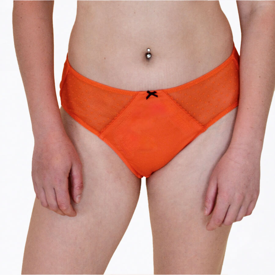 Spot Mesh Midi Brief - Mandarin Orange