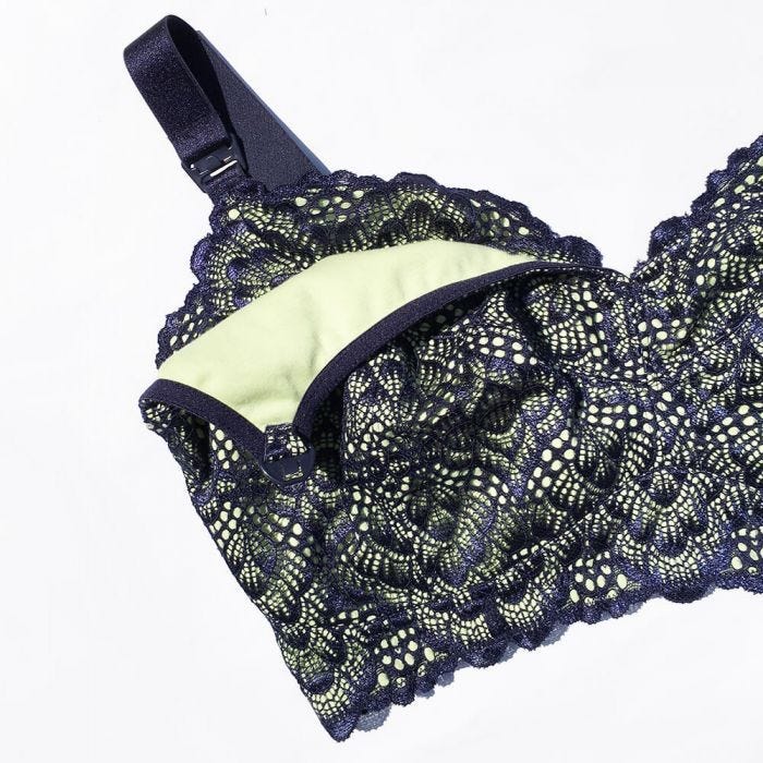 Classic Maternity Bra - Navy Lime Detail