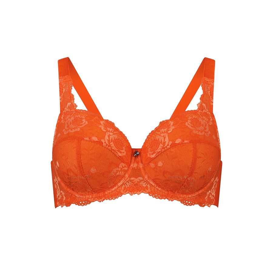 Bella Rosa Lace Padded Full Cup Bra - Salsa Orange