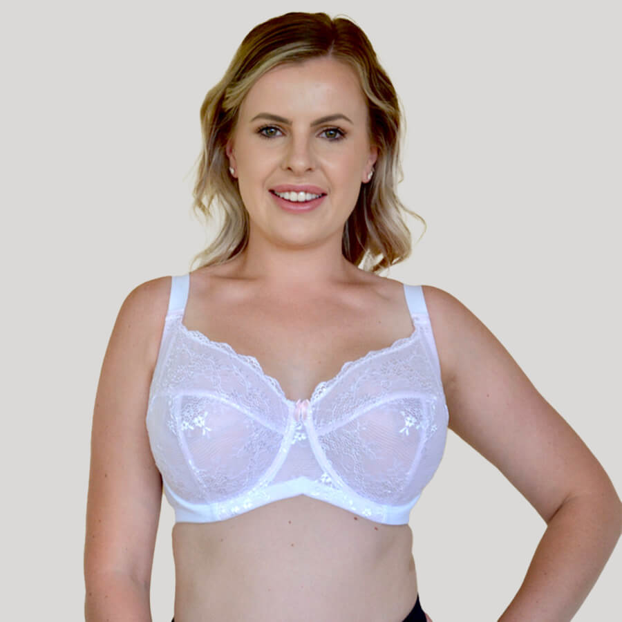 Underwire Contrast Lace Bra - Enhanced Support - Sugar Drop Product Image